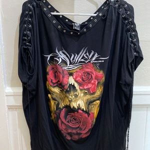 Sullen Clothing skull and roses corset shirt